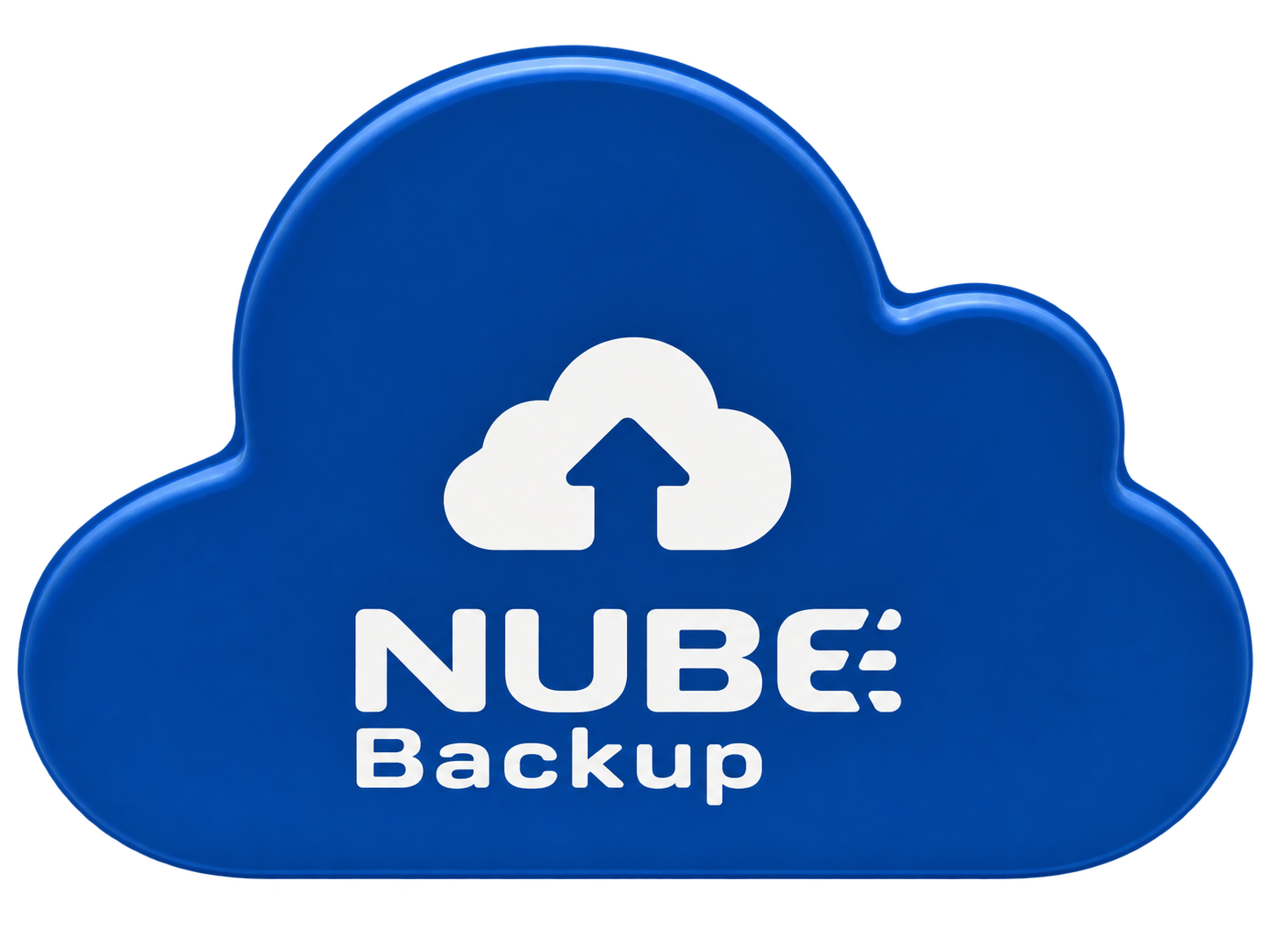 Anti-estrés en forma de nube azul con logo NUBE Backup